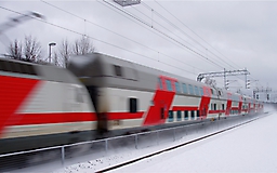 Поезд РЖД зимой