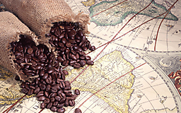 Кофейные зерна на карте
